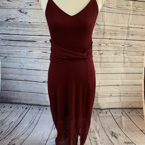 Express long form fitting dress burgundy size M